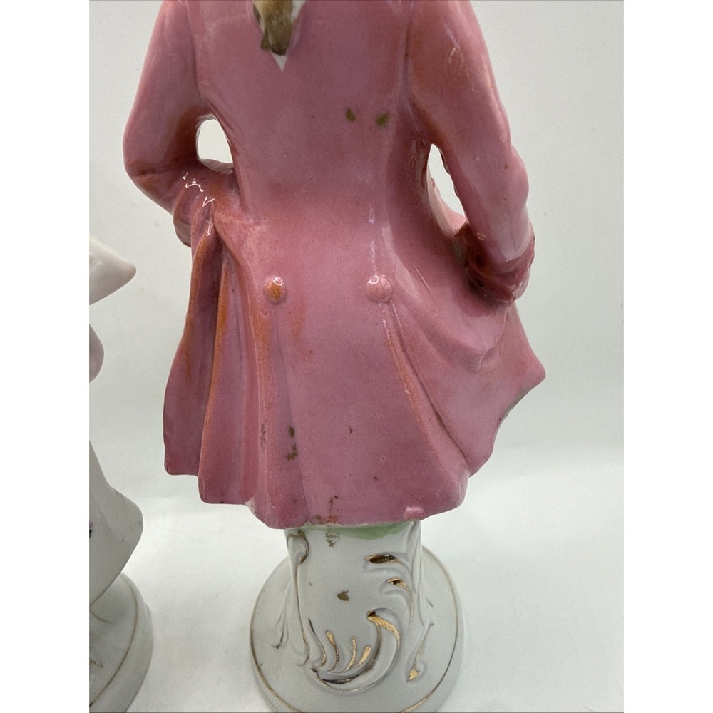 Pair Vintage Occupied Japan Porcelain Victorian Man Woman Figurines 1945-1952 6" - Picture 12 of 16